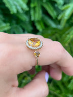 Anillo Cluster Citrinos y Diamantes