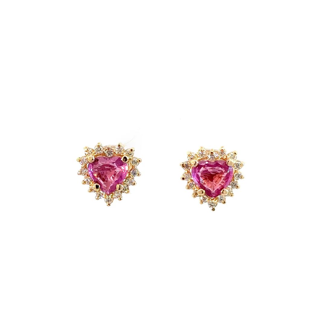 Aretes Camelia corazón 6.5mm zafiro rosado