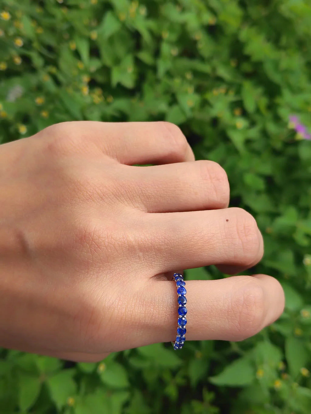 Anillo churumbela zafiros azules