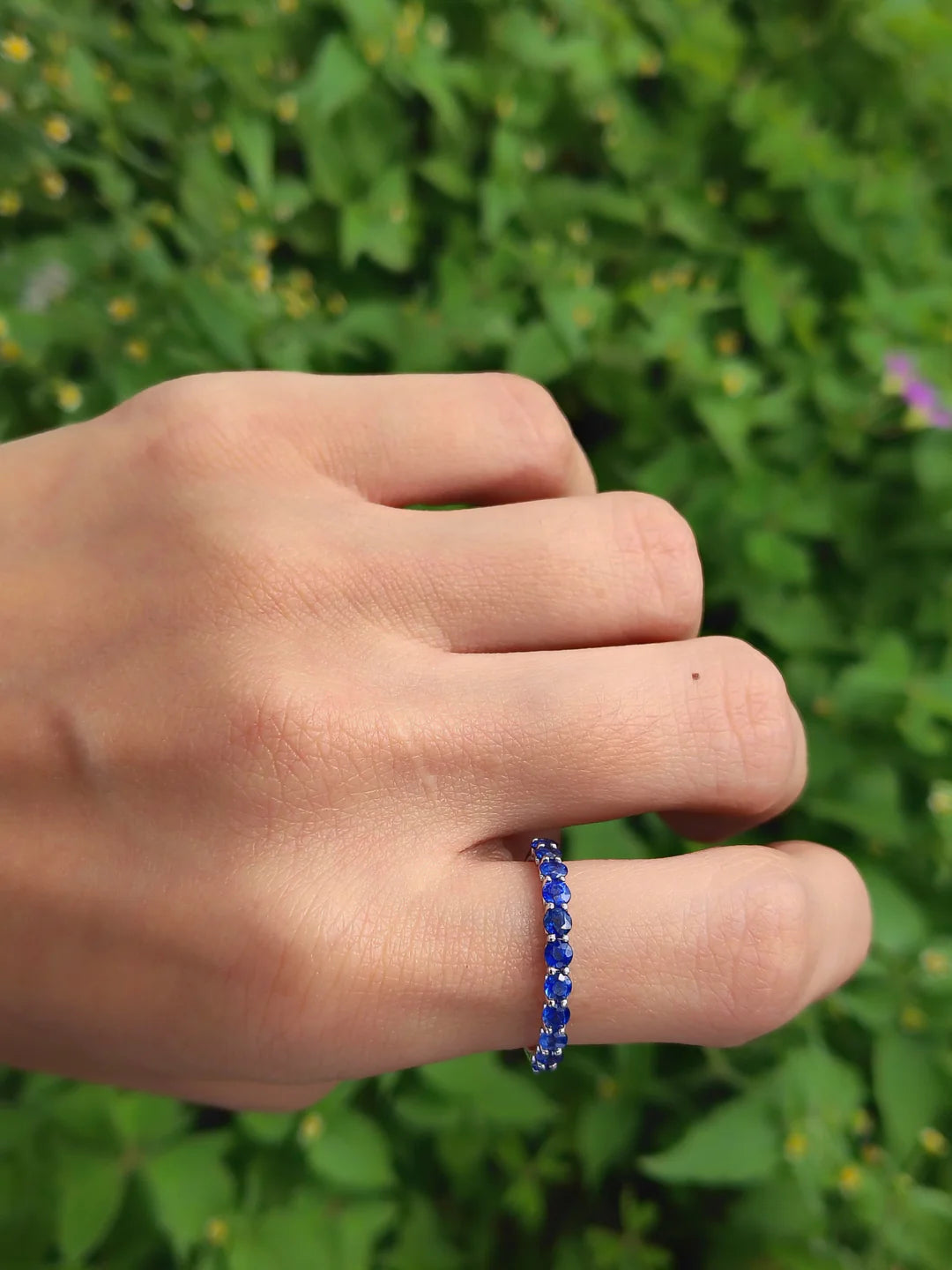 Anillo churumbela zafiros azules