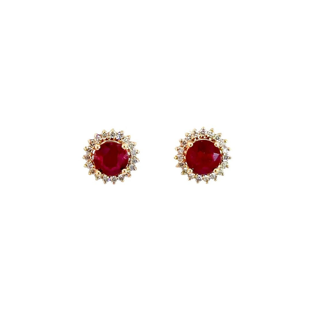 Aretes Flora rubíes