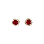 Aretes Flora rubíes