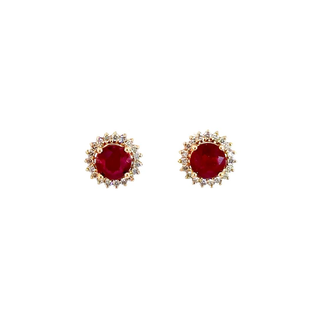 Aretes Flora rubíes