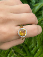 Anillo Cluster Citrinos y Diamantes