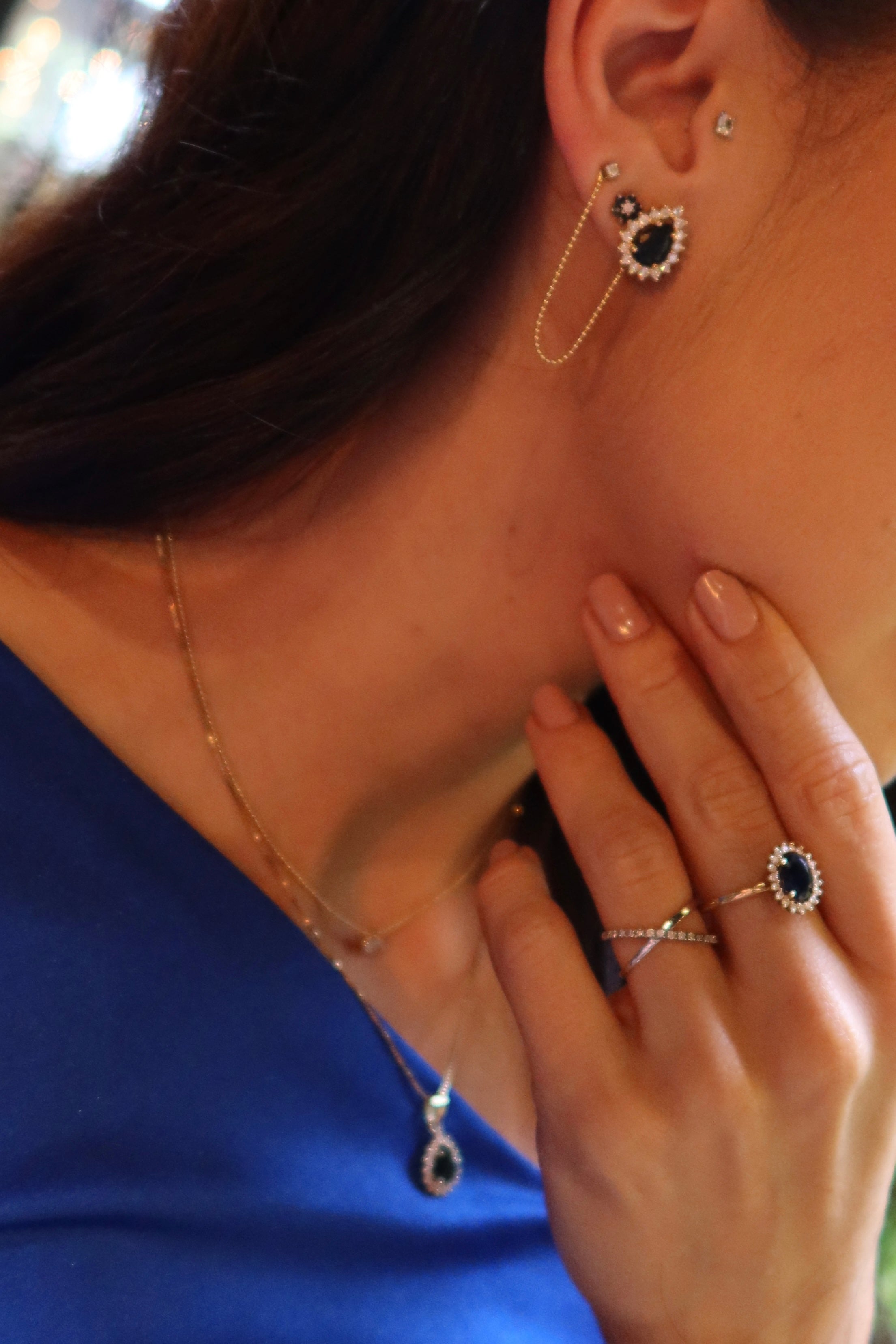 Topos gota zafiro y diamantes