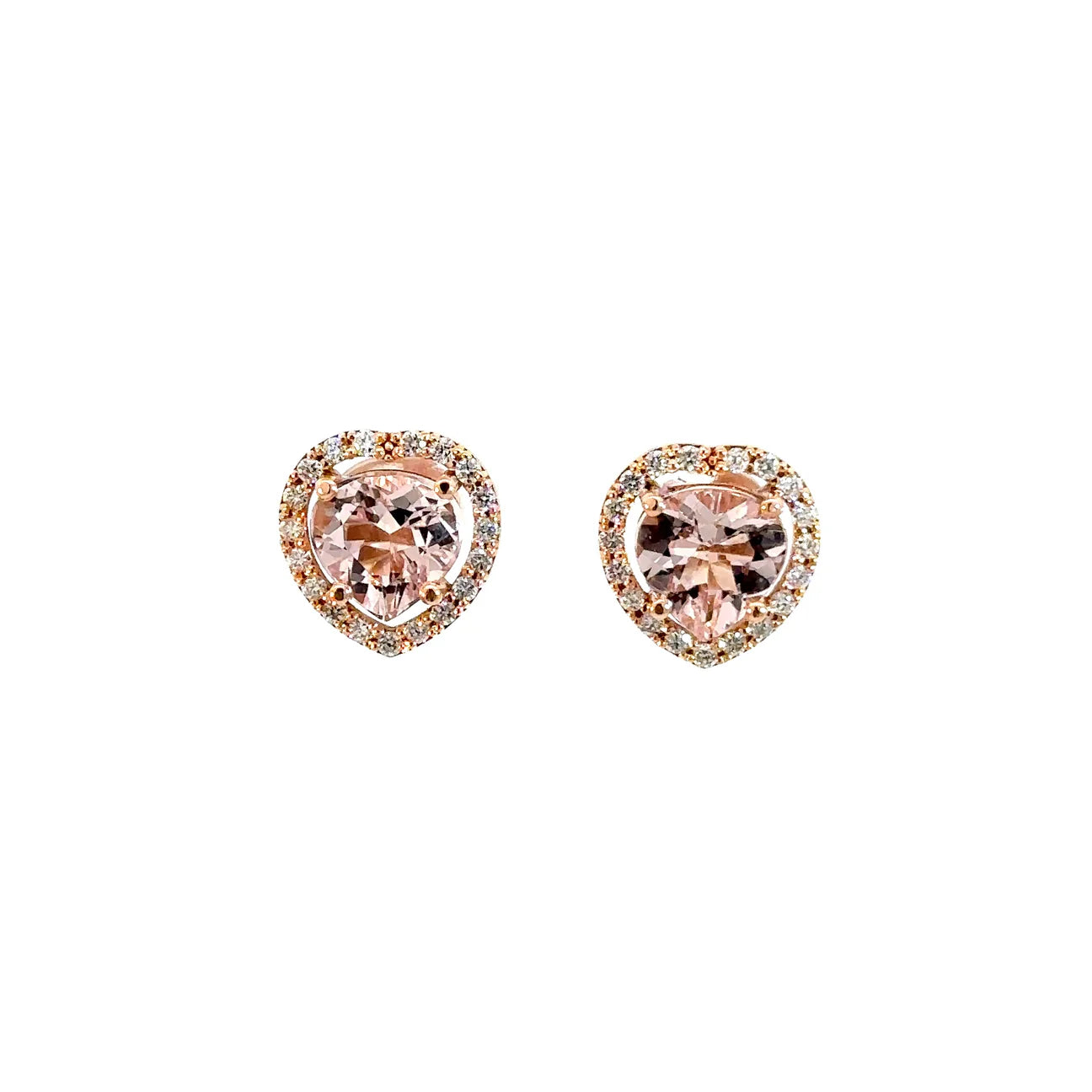 Aretes Felicia morganitas y diamantes - Oro rosa