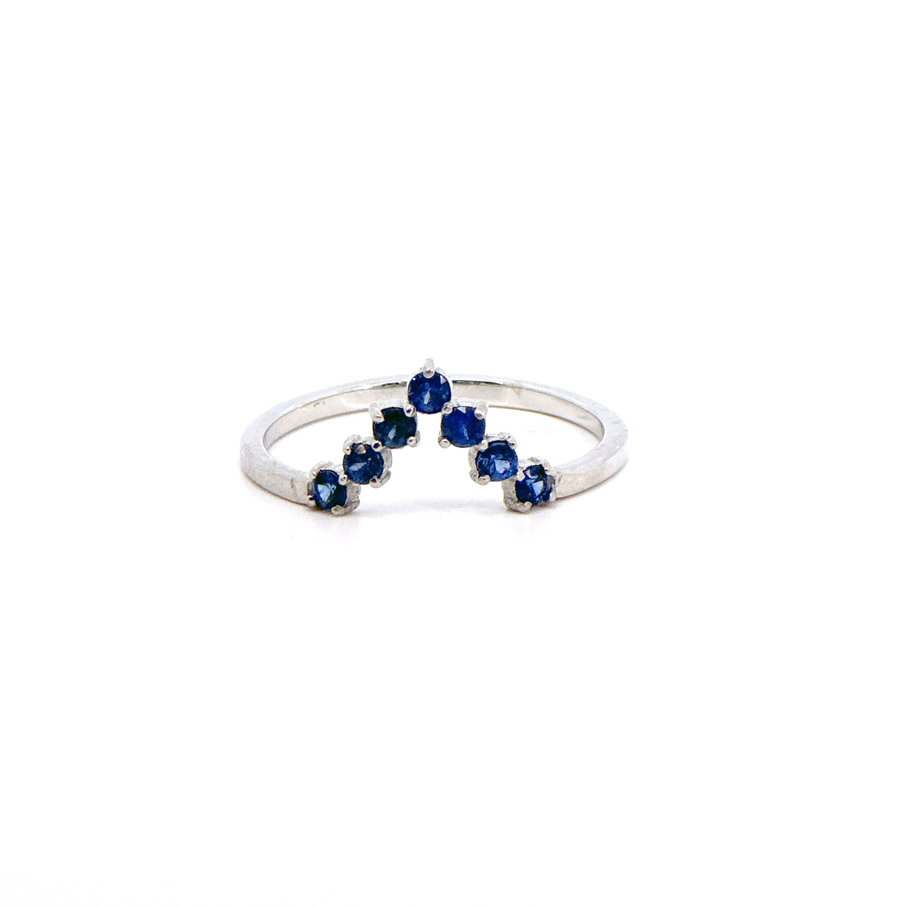 Anillo Tiara zafiros azules