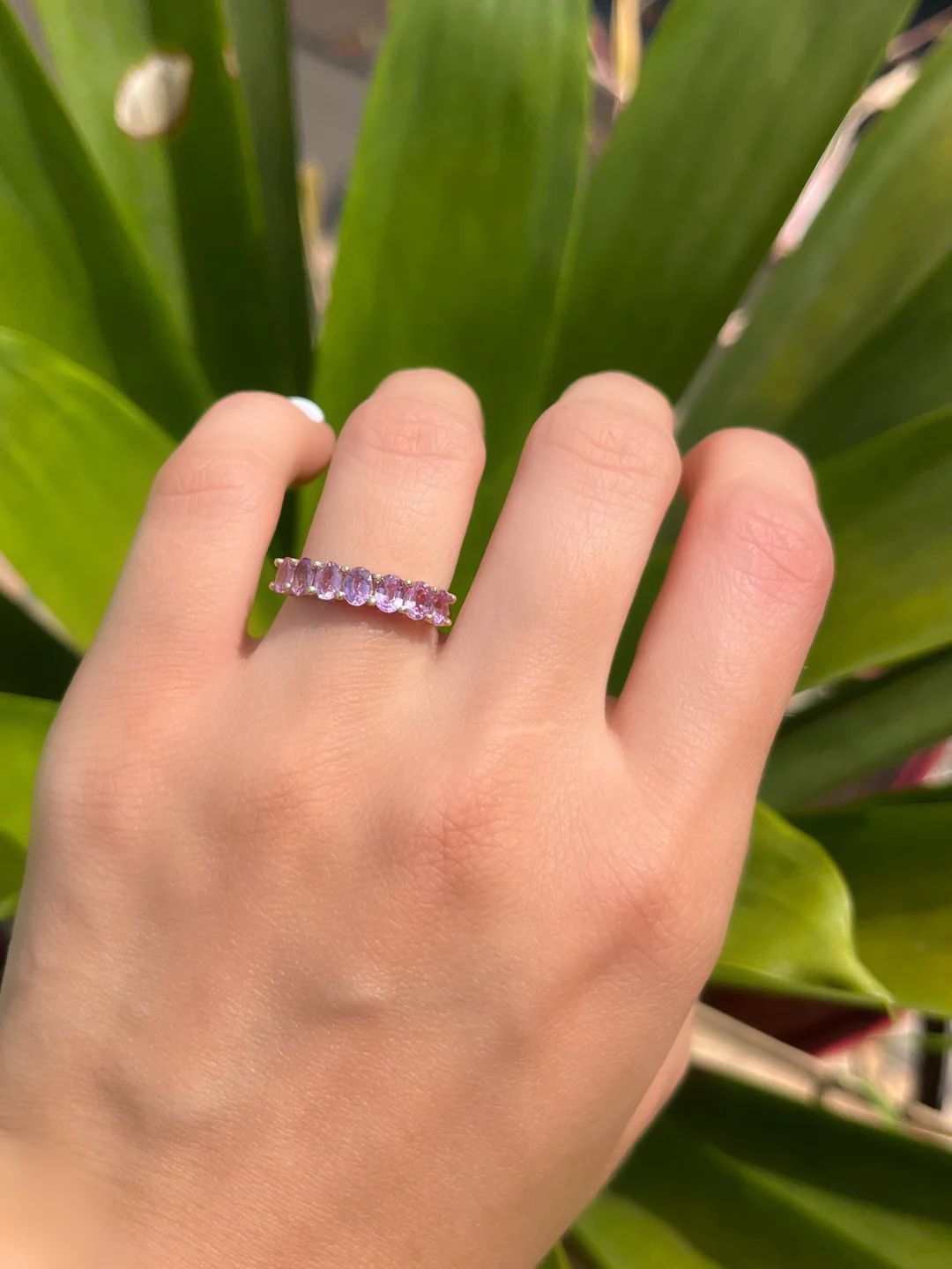 Anillo churumbela oval Zafiros rosados - Oro Amarillo