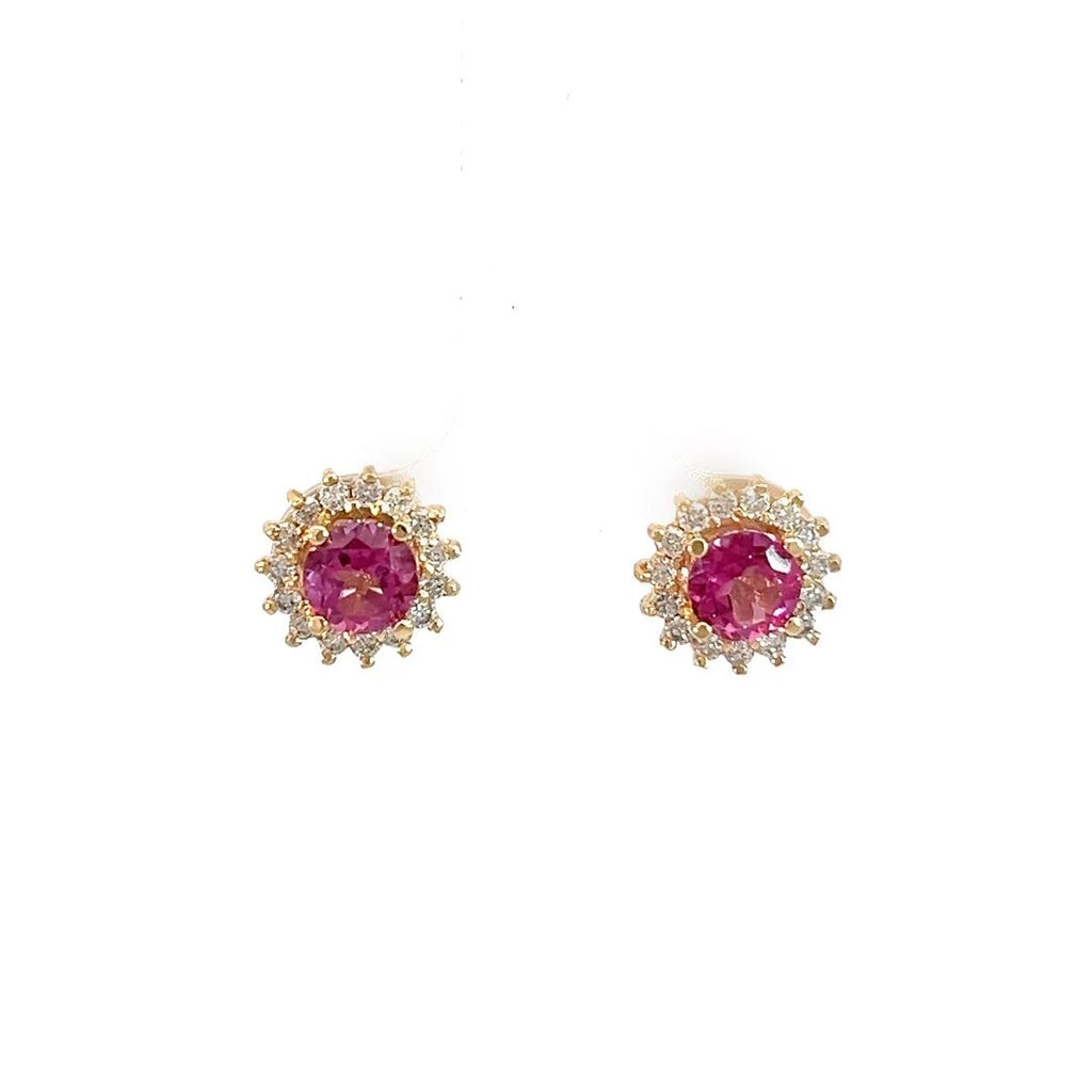 Aretes Flora zafiro rosado y diamantes