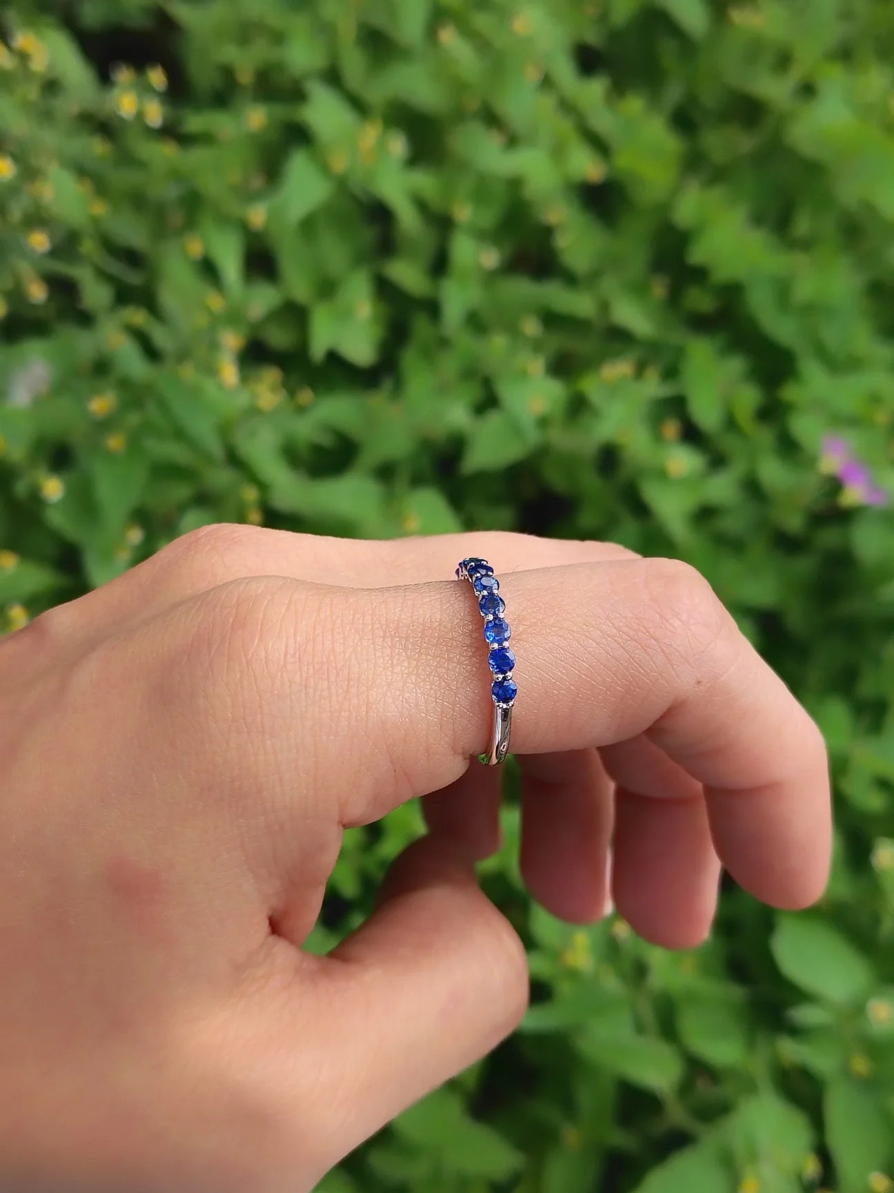 Anillo churumbela zafiros azules