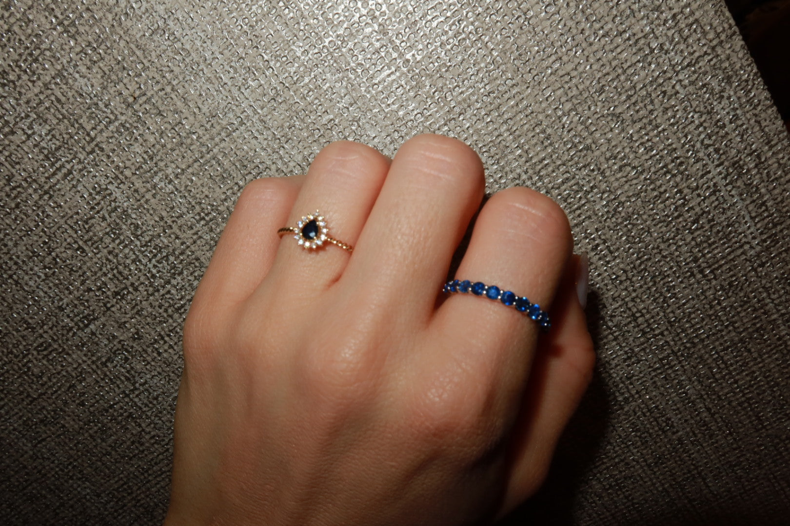 Anillo churumbela zafiros azules