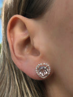 Aretes Felicia morganitas y diamantes - Oro rosa