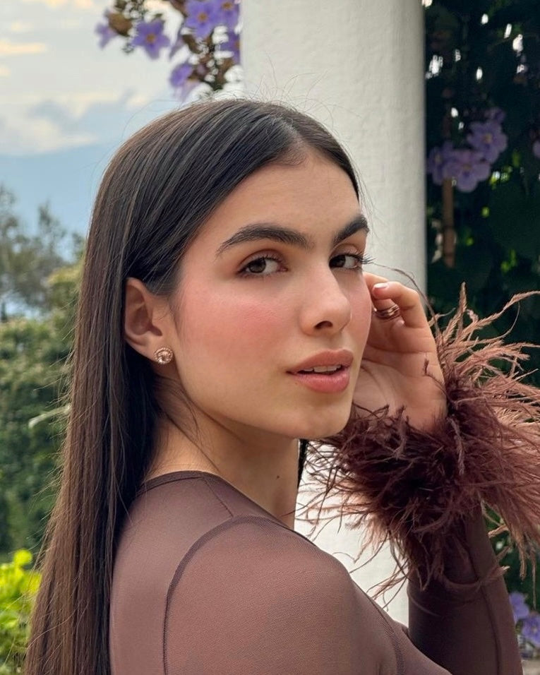 Aretes Felicia morganitas y diamantes - Oro rosa