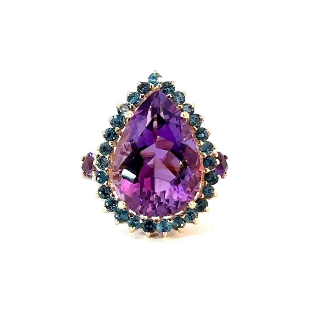 Anillo Hindi Amatistas y topacios london blue