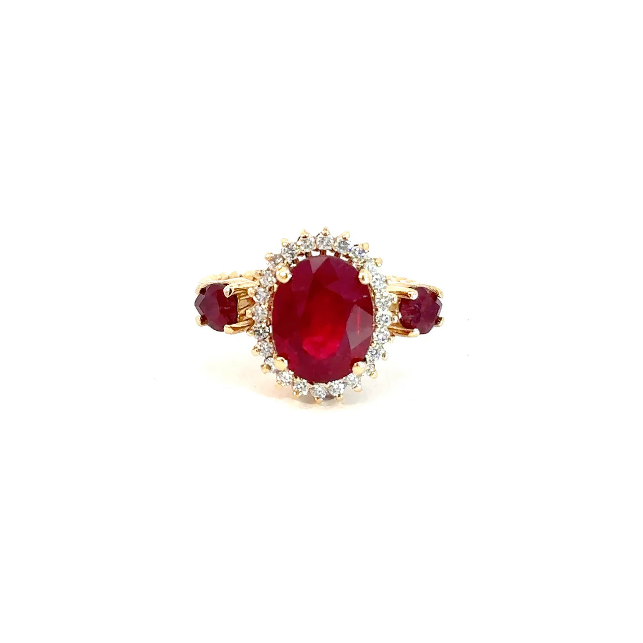 Anillo tipo Lady Di Rubí con corazones