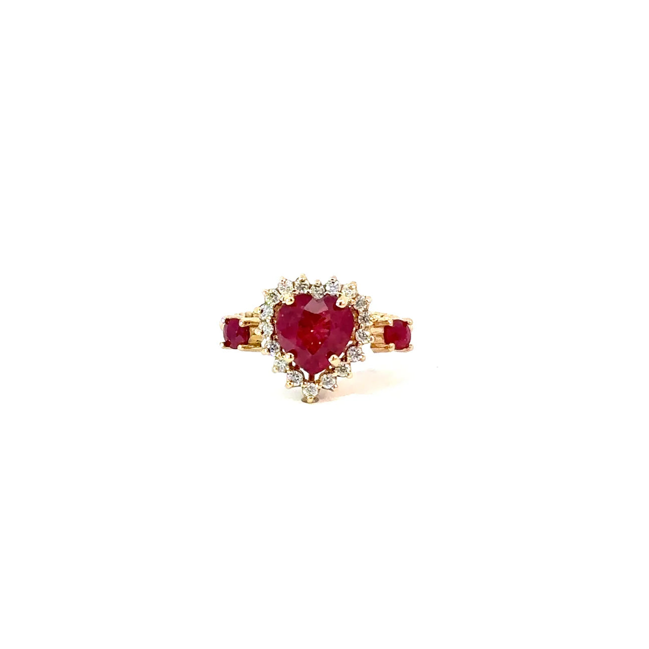 Anillo cluster rubí 7 mm y diamantes