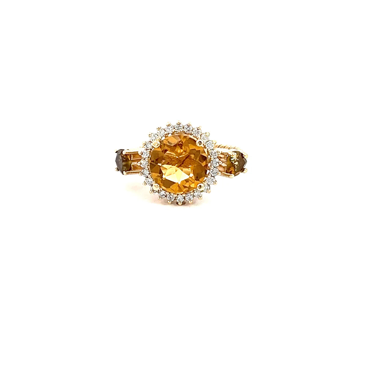 Anillo Cluster Citrinos y Diamantes