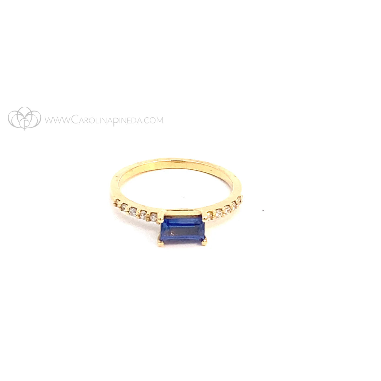 Anillo Baguette Zafiro Azul 0,58 Cts