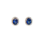 Aretes Antoniette zafiro azul grandes - Oro blanco