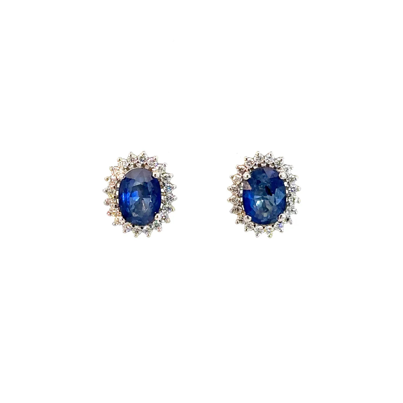 Aretes Antoniette zafiro azul grandes - Oro blanco
