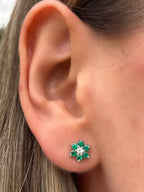 Aretes Margaret pétalos esmeralda - Oro blanco.