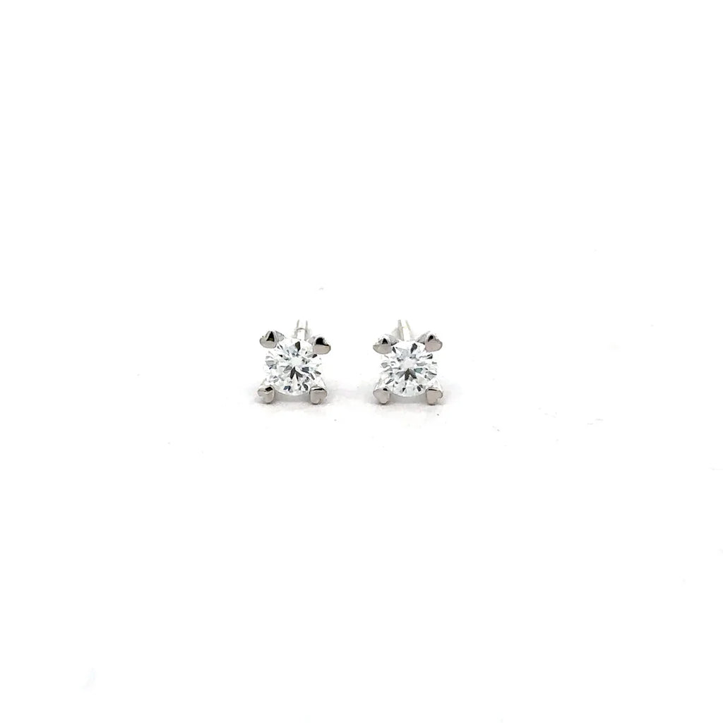 Aretes Love Moissanitas 4 mm - Oro blanco.
