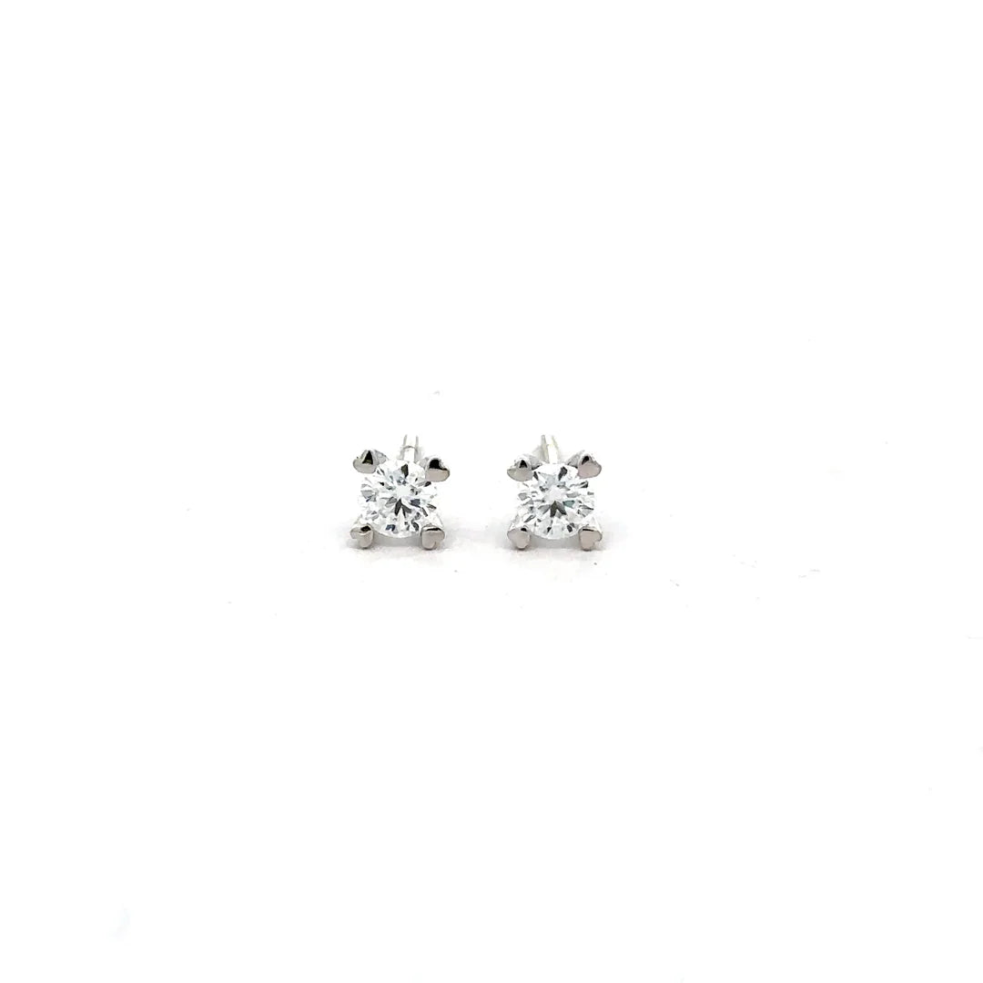 Aretes Love Moissanitas 4 mm - Oro blanco.