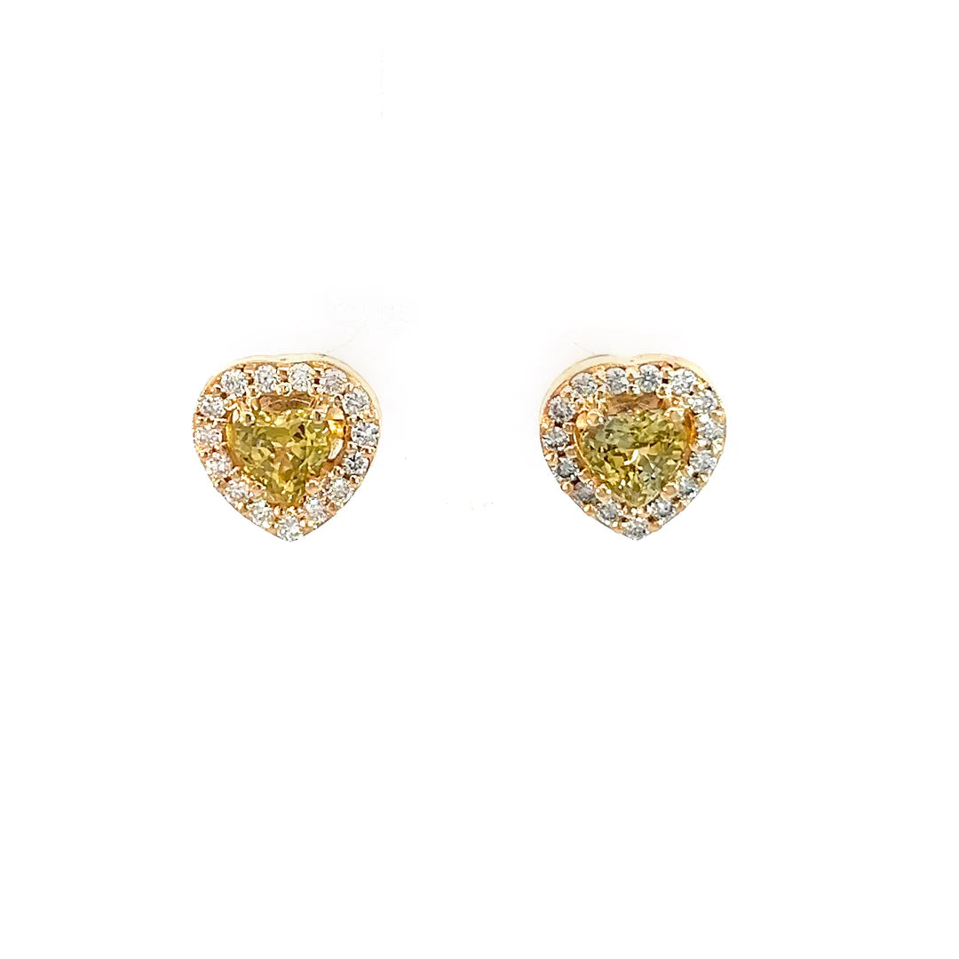 Aretes Zafiro amarillo halo en diamantes.