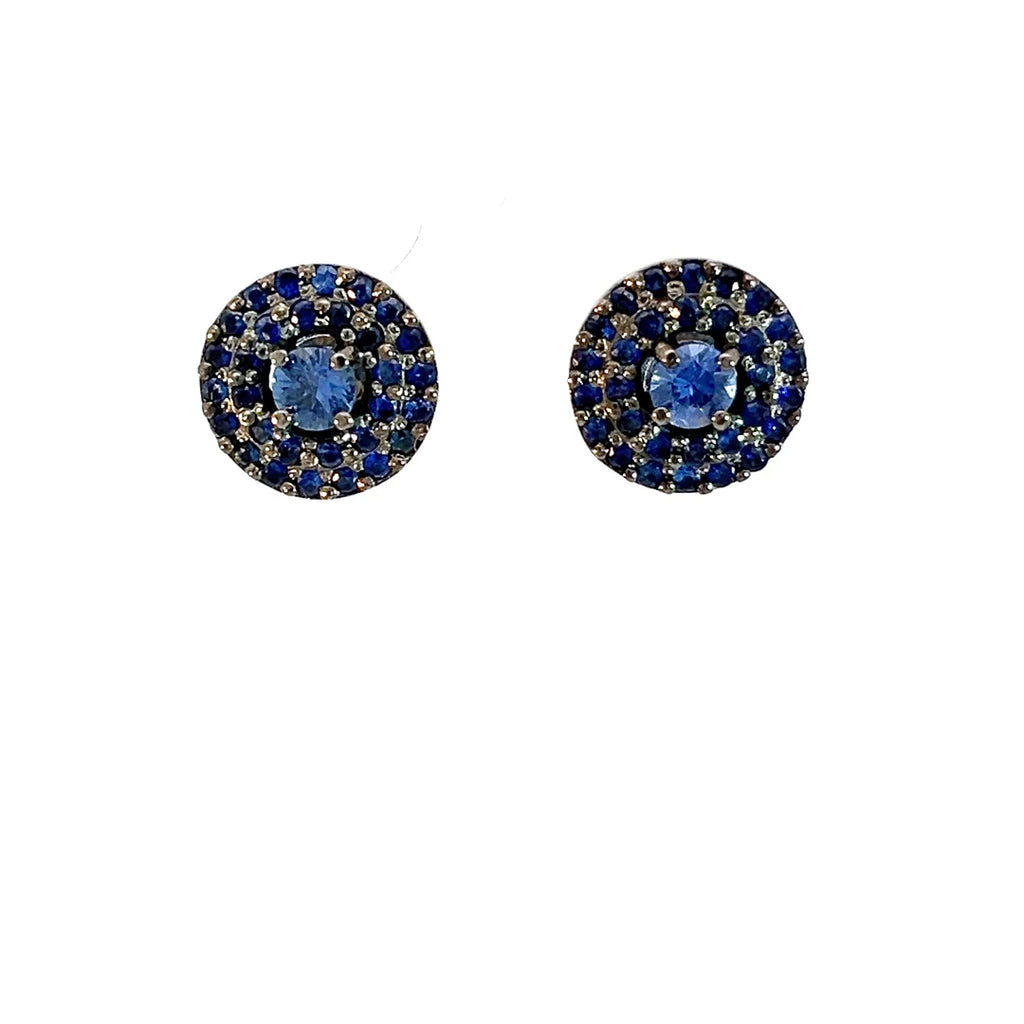 Aretes Saturno pequeño Zafiros azules.