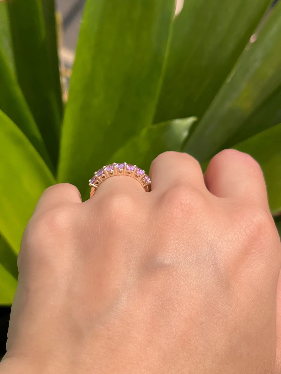 Anillo churumbela oval Zafiros rosados - Oro Amarillo