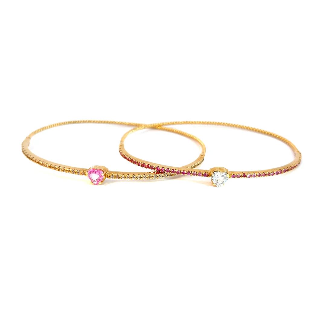 Pulsera aro corazón en zafiro