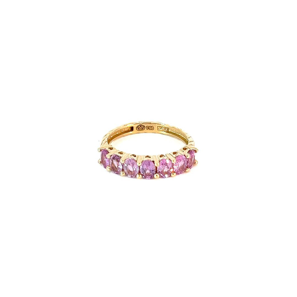 Anillo churumbela oval Zafiros rosados - Oro Amarillo