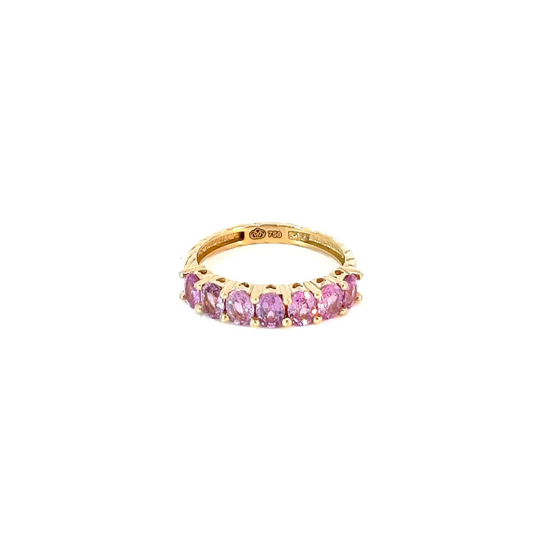 Anillo churumbela oval Zafiros rosados - Oro Amarillo