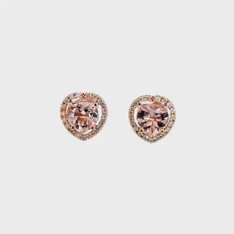 Aretes Felicia morganitas y diamantes - Oro rosa