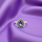Anillo Hindi Amatista con esmeraldas